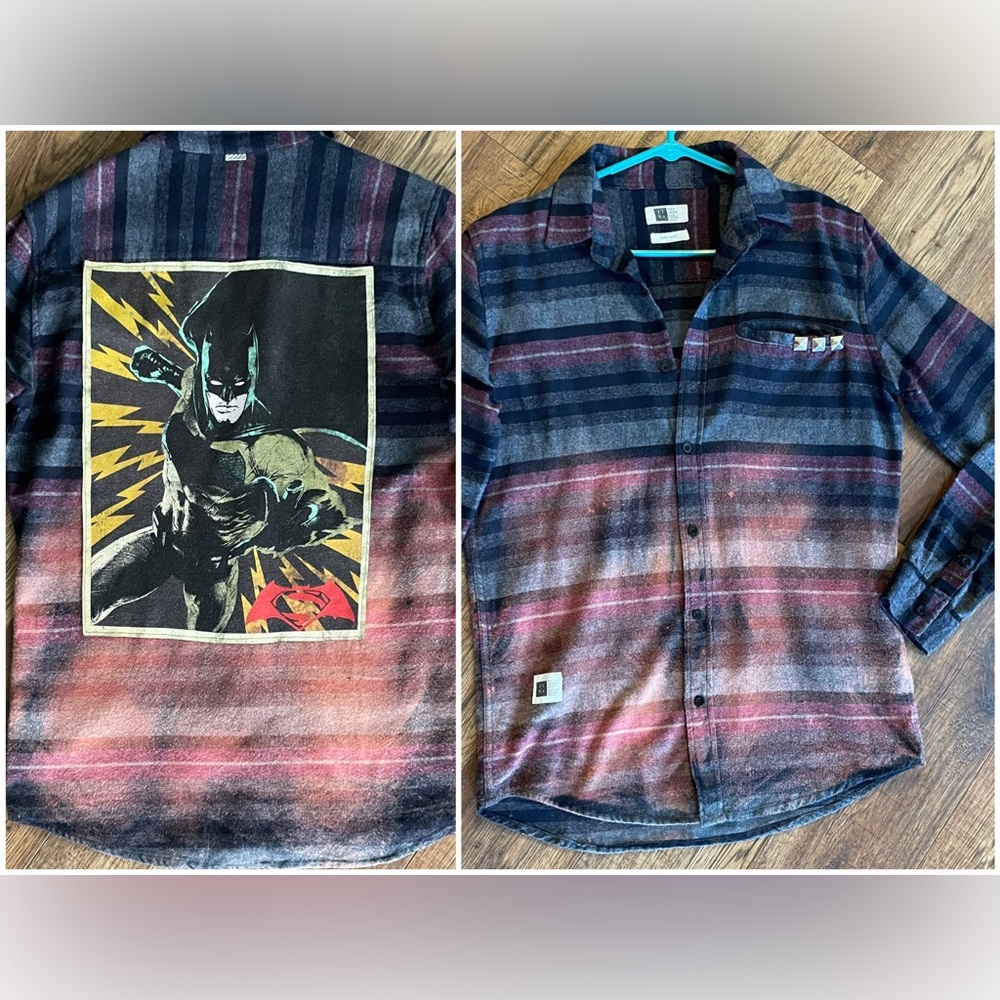Bleached Studded Batman Flannel